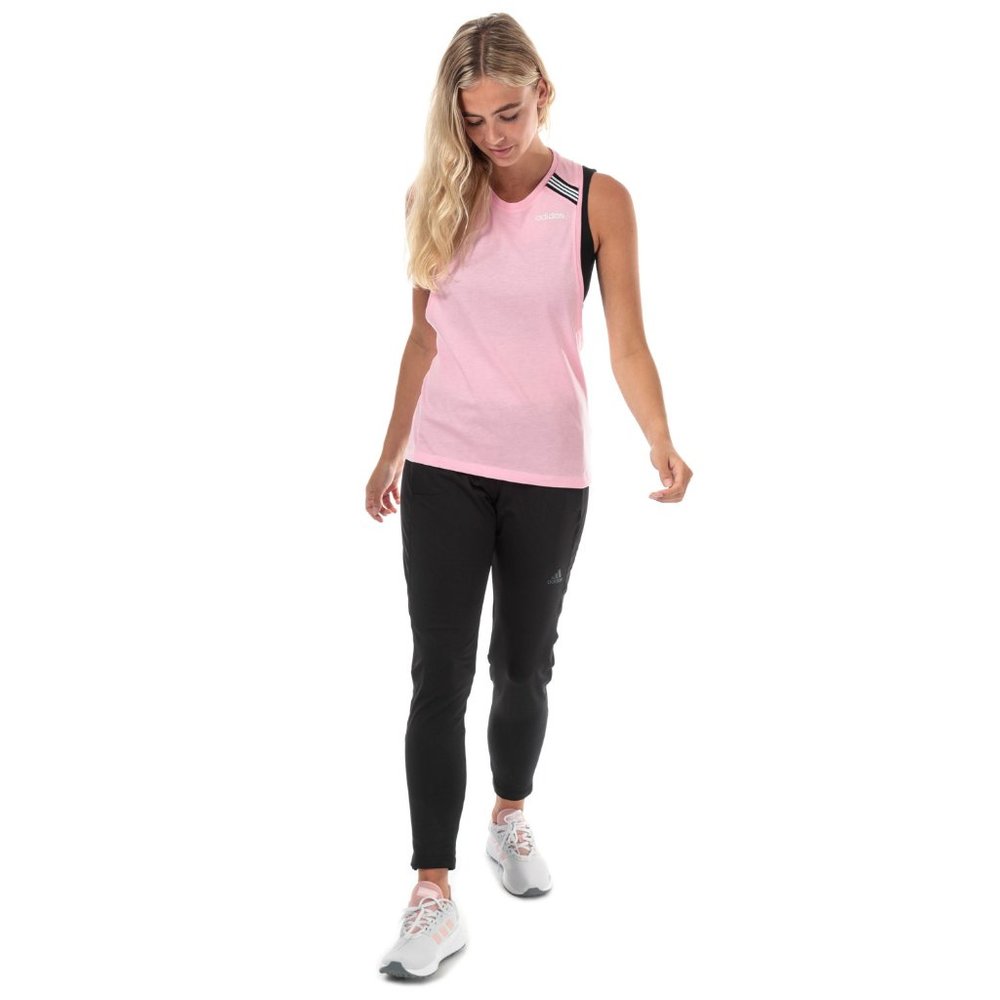 Adidas Pink High Neck Racerback Cotton Tank Top